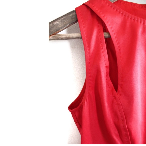 Rachel Roy NWT Geranium Red Silk Effect Sheen Sheath Dress 2 - Picture 4 of 9